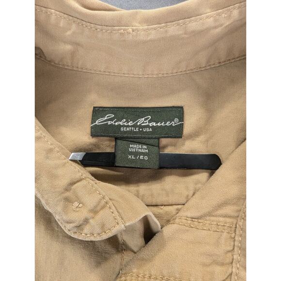 Eddie Bauer Shirt Mens XL Heavy Button Down Long Sleeve Tan Outdoor 100% Cotton - Picture 3 of 9